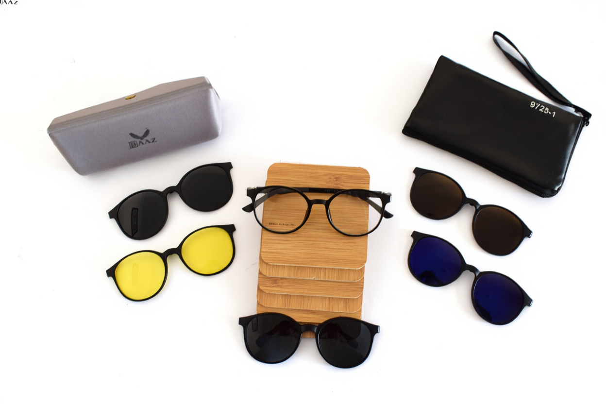 RUI HAO EYEWEAR 5-in-1 Magnetic Clip-On Polarized Sunglasses Set