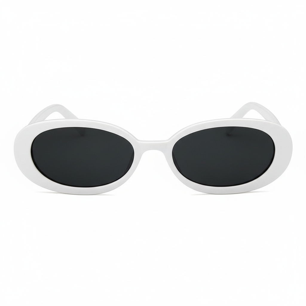 White Oval Retro Sunglasses | 90s Style Clout Goggles