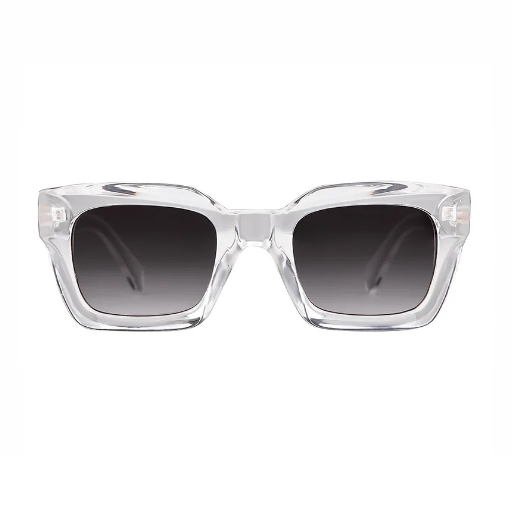 Crystal Transparent Rectangular Sunglasses with Thick Frame