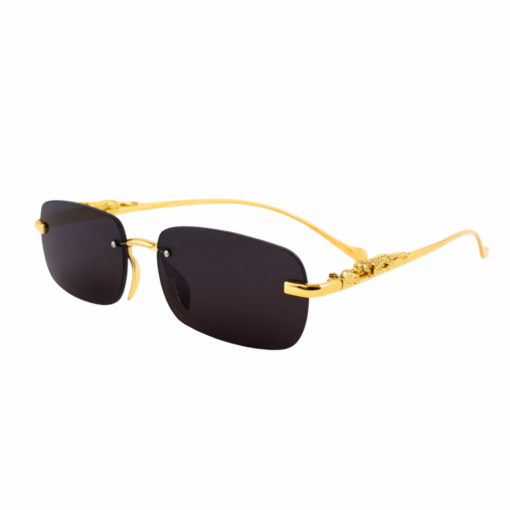 CATERSIDE Rimless Leopard Sunglasses for Women | Gold & Diamond