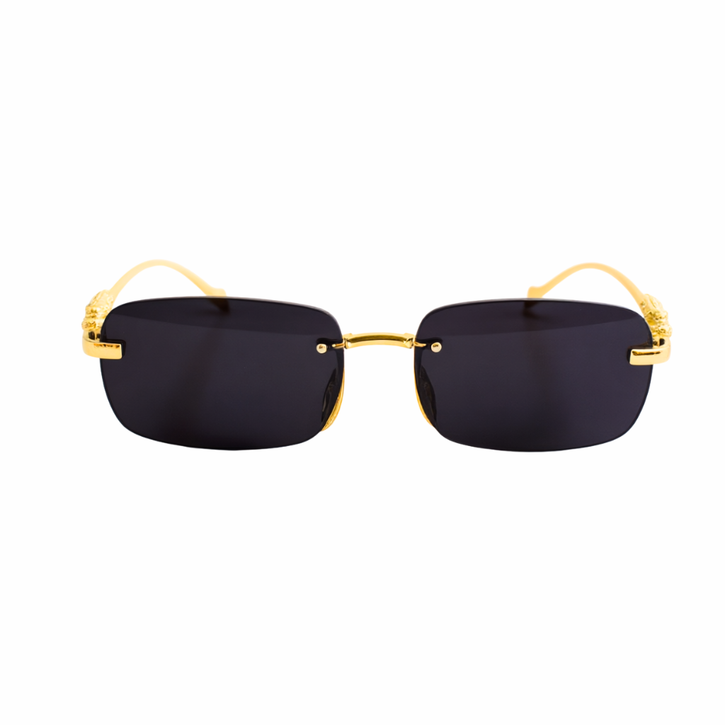 CATERSIDE Rimless Leopard Sunglasses for Women | Gold & Diamond