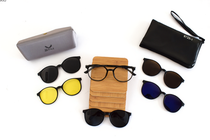 RUI HAO EYEWEAR 5-in-1 Magnetic Clip-On Polarized Sunglasses Set