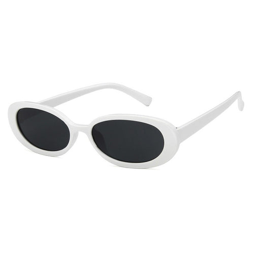 White Oval Retro Sunglasses | 90s Style Clout Goggles