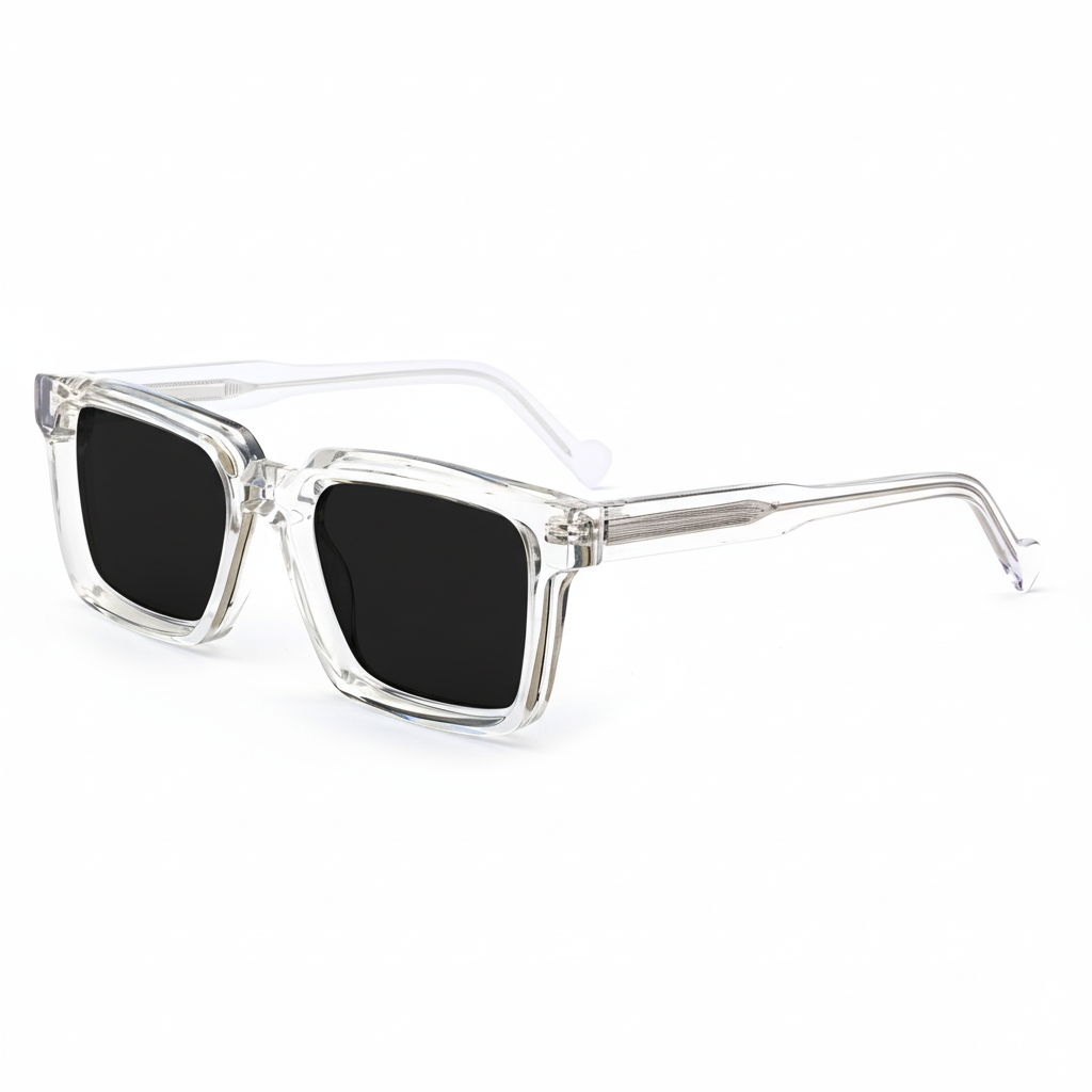 KREWE St. Louis Sunglasses in Crystal | Blue Lens Acetate Frames