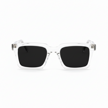 KREWE St. Louis Sunglasses in Crystal | Blue Lens Acetate Frames