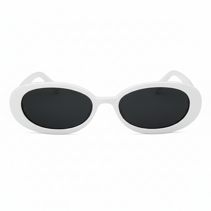 White Oval Retro Sunglasses | 90s Style Clout Goggles