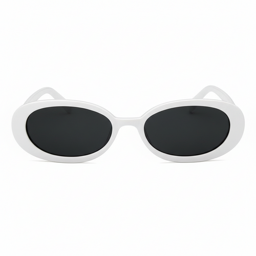 White Oval Retro Sunglasses | 90s Style Clout Goggles