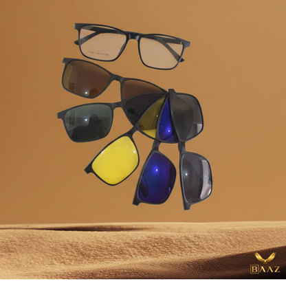 5-in-1 Magnetic Clip-On Sunglasses Set | BAAZ SUNGLASSES