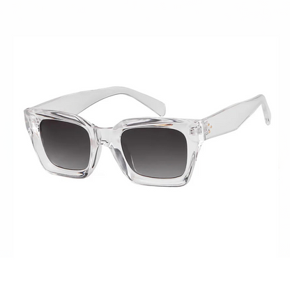 Crystal Transparent Rectangular Sunglasses with Thick Frame