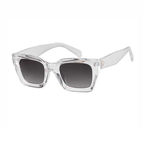 Crystal Transparent Rectangular Sunglasses with Thick Frame