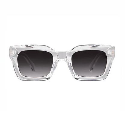 Crystal Transparent Rectangular Sunglasses with Thick Frame