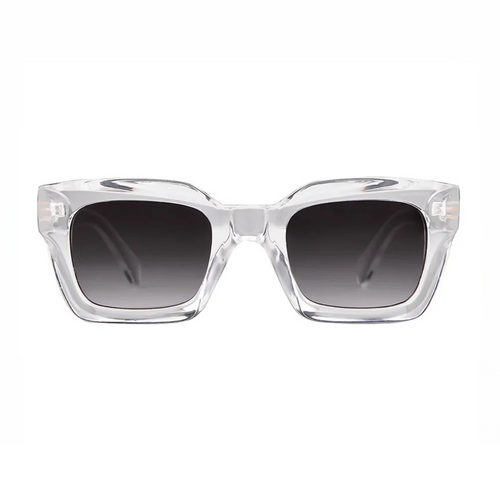 Crystal Transparent Rectangular Sunglasses with Thick Frame