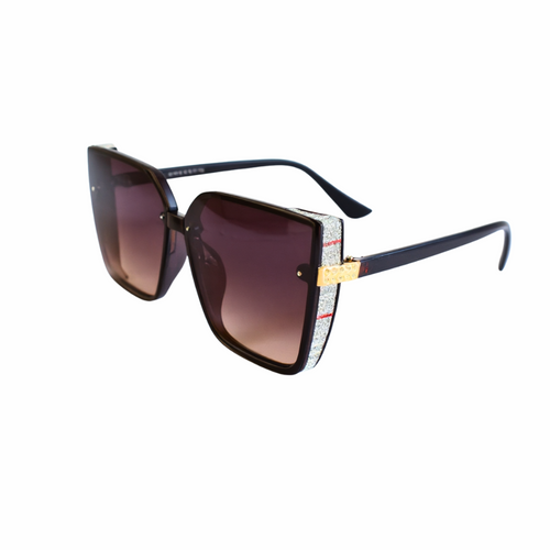 Oversized Geometric Cat Eye Sunglasses for Women's with Rhinestone Accents