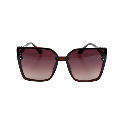 Oversized Geometric Cat Eye Sunglasses for Women's with Rhinestone Accents