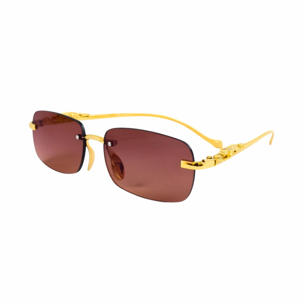 CATERSIDE Rimless Leopard Sunglasses for Women | Gold & Diamond