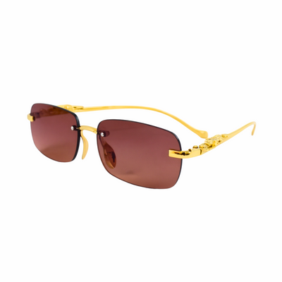 CATERSIDE Rimless Leopard Sunglasses for Women | Gold & Diamond