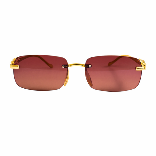 CATERSIDE Rimless Leopard Sunglasses for Women | Gold & Diamond